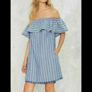 Nasty Gal tulum off the shoulder striped dress